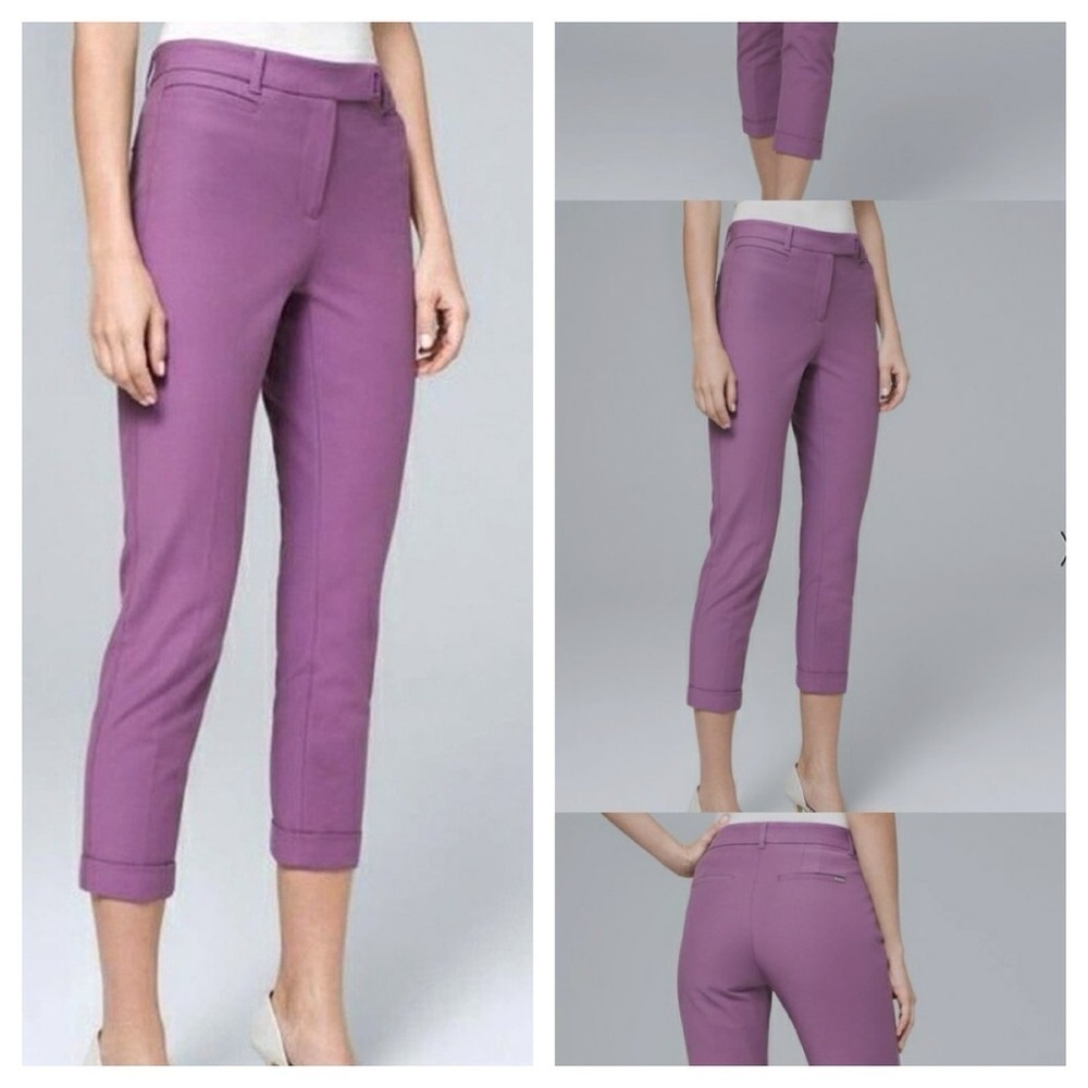 White House Black Market The Slim Crop Purple Greek‎ Iris pants woman’s size 0